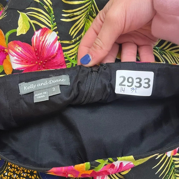 Kelly And Diane Womens Tropical Silk Maxi Skirt 2 Floral Fringe Bottom Resort - Picture 2 of 10